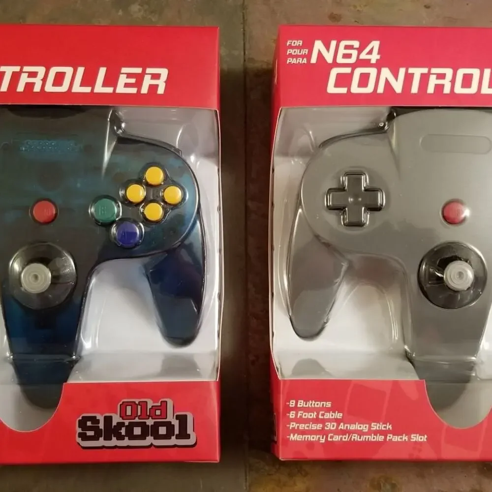 2 N64 Controllers - Grey & Ice Blue (NEW) - Nintendo - Nintendo64 - Old Skool